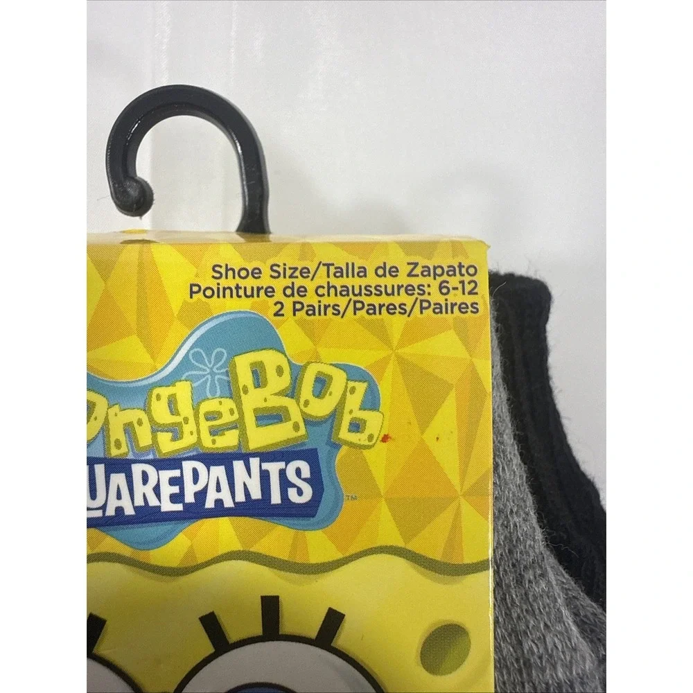SPONGEBOB SQUARE PANTS Cartoon‎ Nickelodeon Crew Socks 2 Pair Size 6-12
